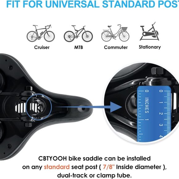 Oversized Bike Seat Cushion Comfort Memory Foam Padded Universal Fit Bicycle - Picture 7 of 9